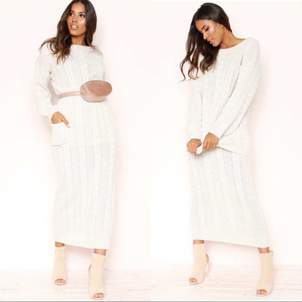 Missy Empire Beige Knit Two Piece Set